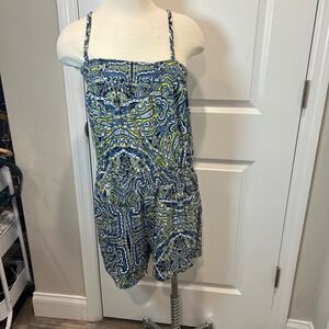 Soma Paisley Smocked Strapless Romper with Spaghetti Straps Women's XL